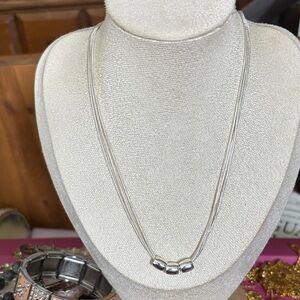 Napier Silver Triple Bead Necklace